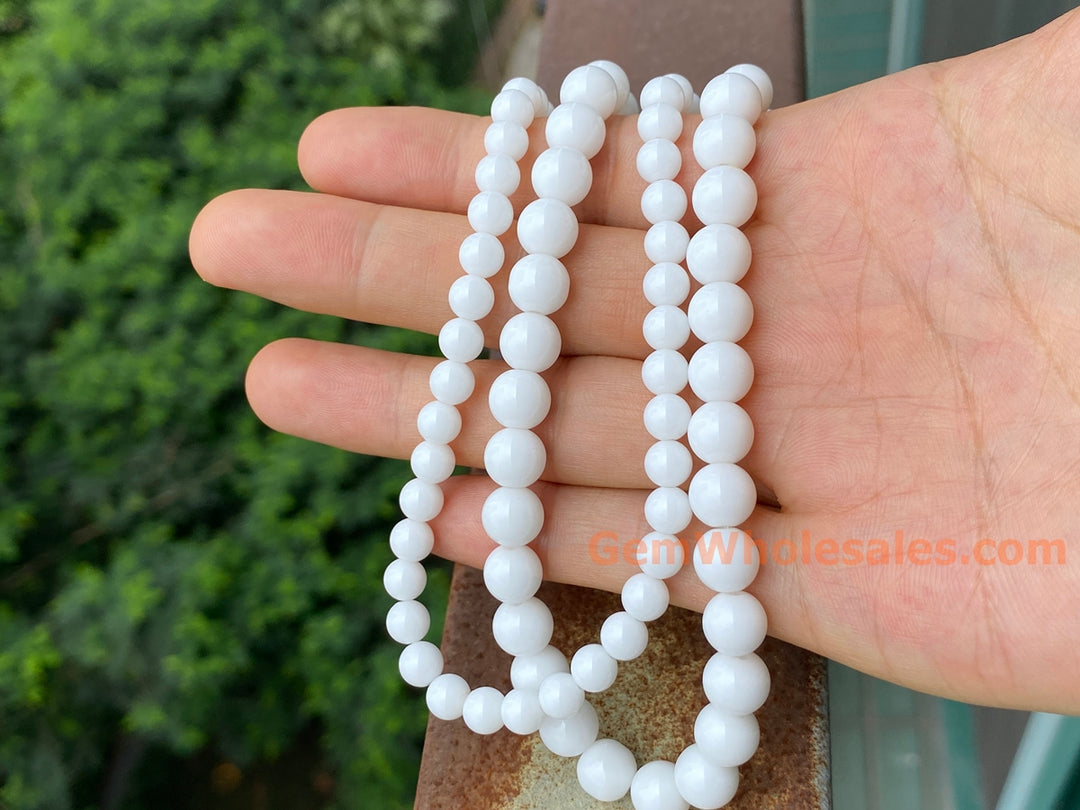 15.5" 6mm/8mm white porcelain Round beads