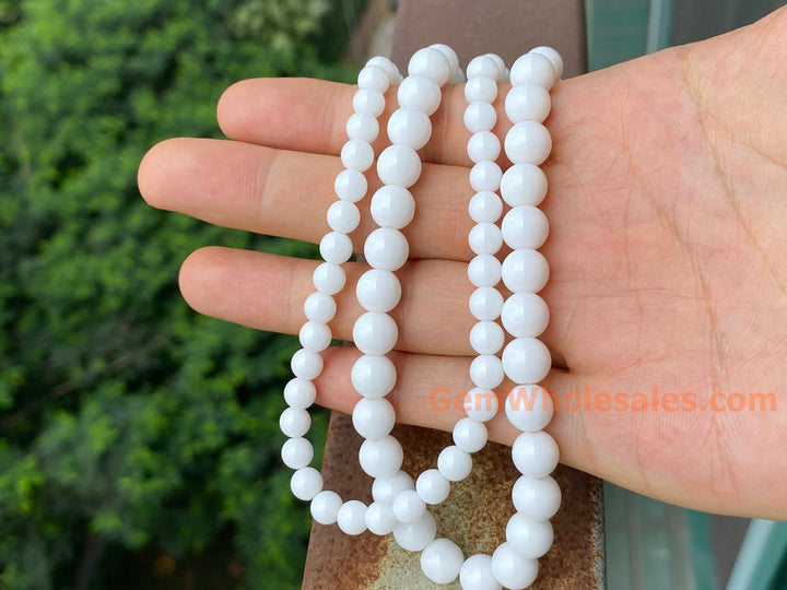 15.5" 6mm/8mm white porcelain Round beads