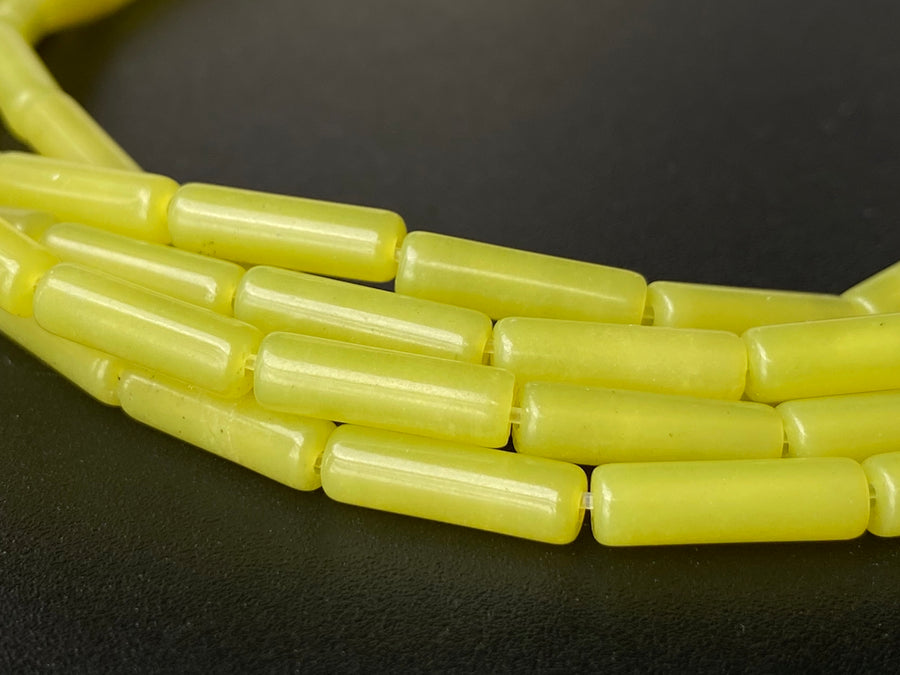 15.5" Lemon stone round tubes 4x13mm, Yellow gemstone Cylinder, natural lemon color DIY Cylinder