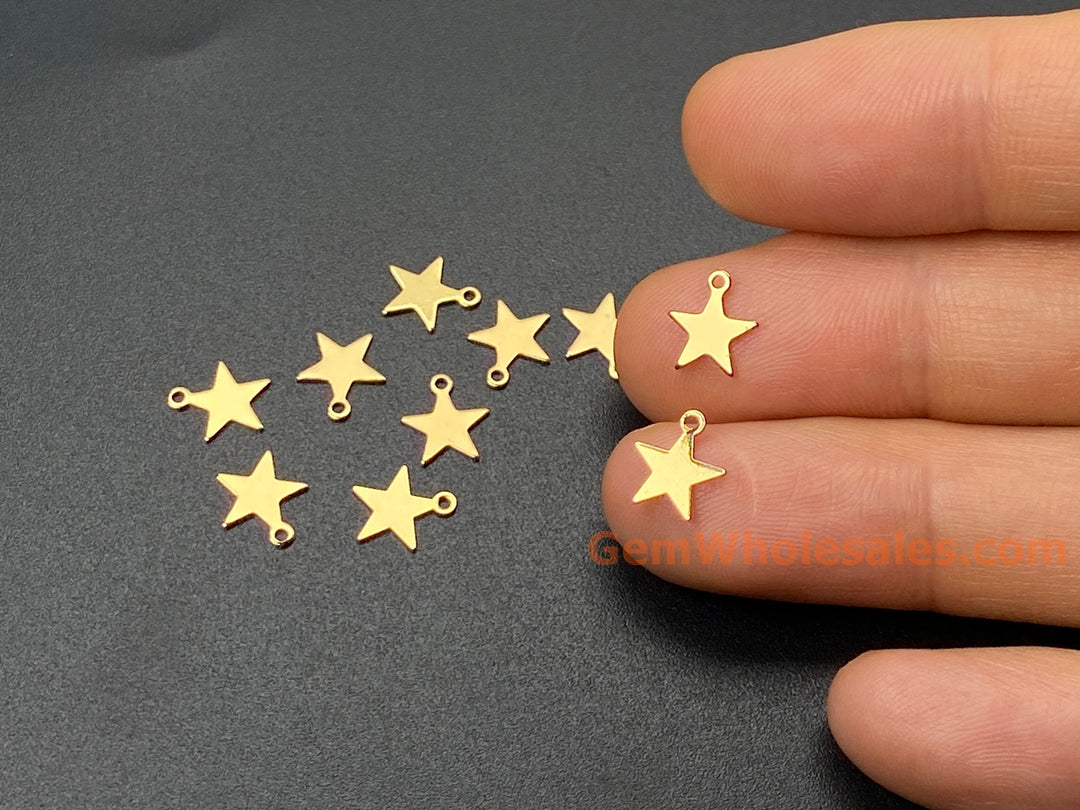 10PCS 7mm Gold plated brass Star Shape Jewelry Charms Pendant