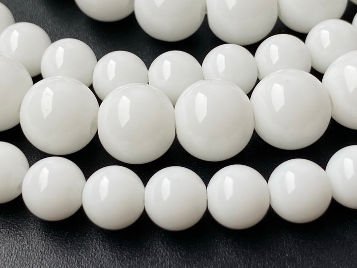 15.5" 6mm/8mm white porcelain Round beads