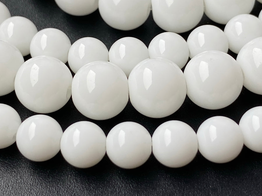 15.5" 6mm/8mm white porcelain Round beads