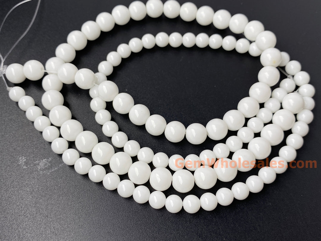 15.5" 6mm/8mm white porcelain Round beads