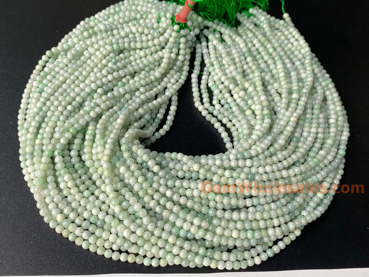 15.5" 4mm natural genuine green Burma jadeite Round beads