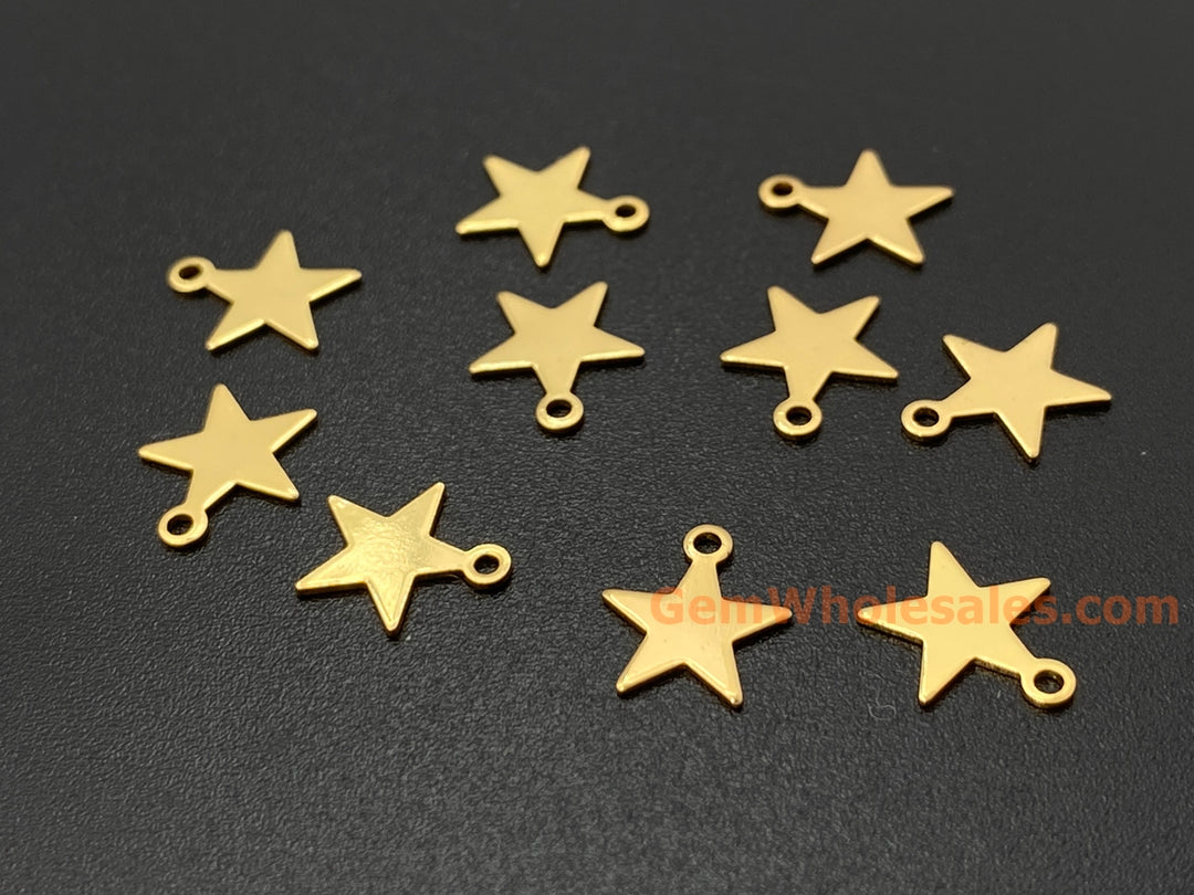 10PCS 7mm Gold plated brass Star Shape Jewelry Charms Pendant