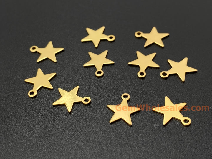 10PCS 7mm Gold plated brass Star Shape Jewelry Charms Pendant