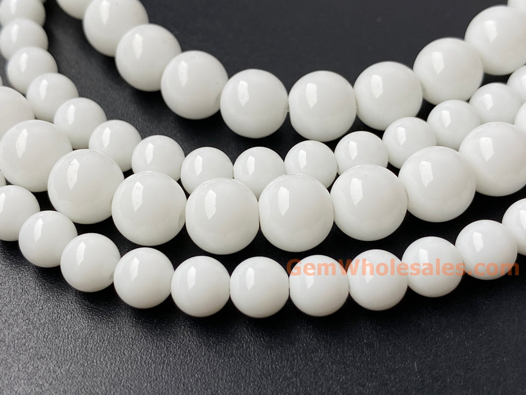 15.5" 6mm/8mm white porcelain Round beads