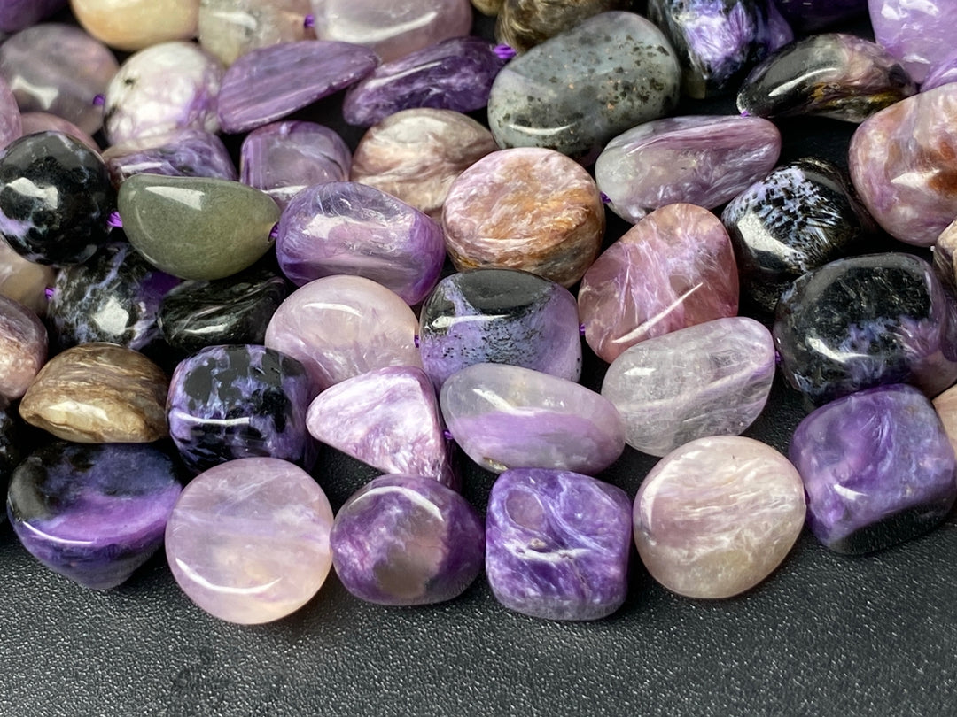15.5" 8x10mm Natural Charoite gemstone nugget pebble beads