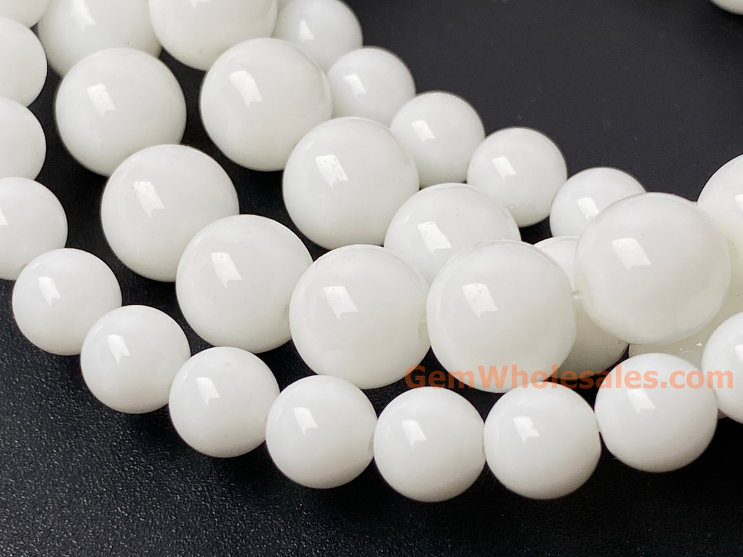 15.5" 6mm/8mm white porcelain Round beads