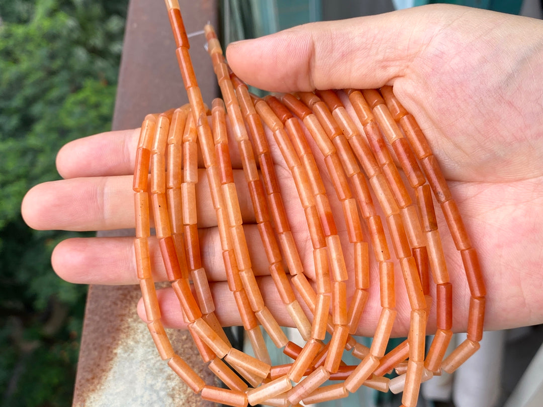 15.5" 4x13mm Natural red aventurine round Cylinder tube beads