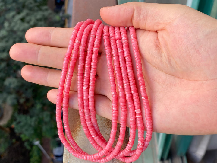 15" 2x4mm pink Rhodochrosite Heishi jewelry beads Artificial
