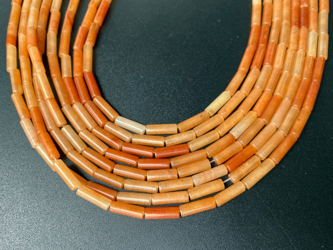 15.5" 4x13mm Natural red aventurine round Cylinder tube beads