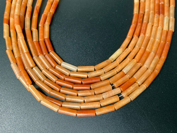 15.5" 4x13mm Natural red aventurine round Cylinder tube beads