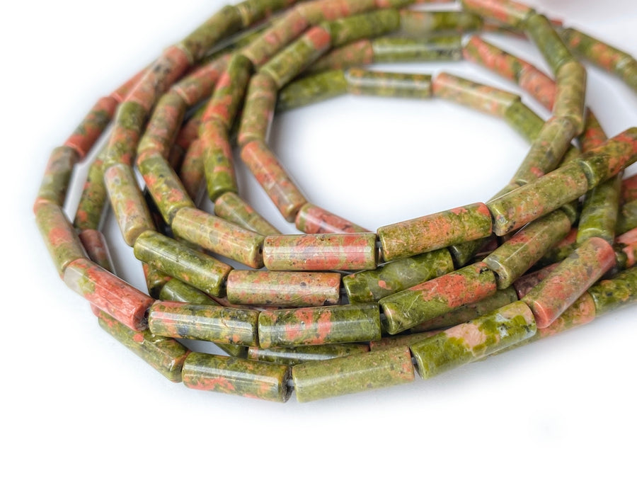 Unakaite tube beads