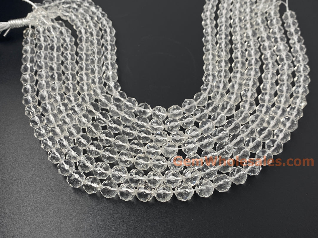 15" 10mm Natural rock crystal quartz star faceted beads
