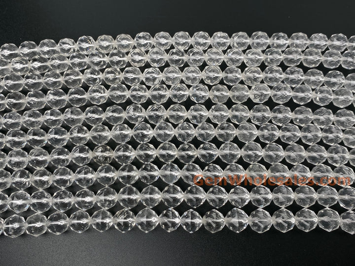 15" 10mm Natural rock crystal quartz star faceted beads