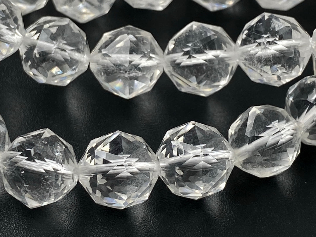 15" 10mm Natural rock crystal quartz star faceted beads