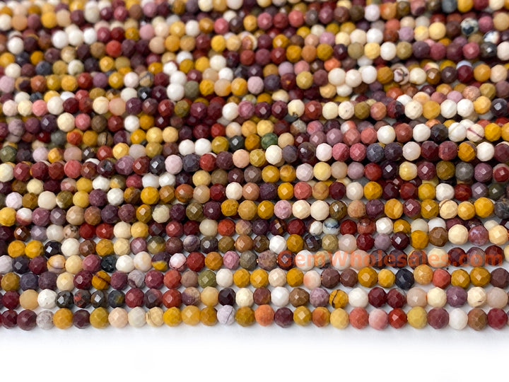 15.5" 2~3mm Natural mookaite/moukite stone round faceted beads