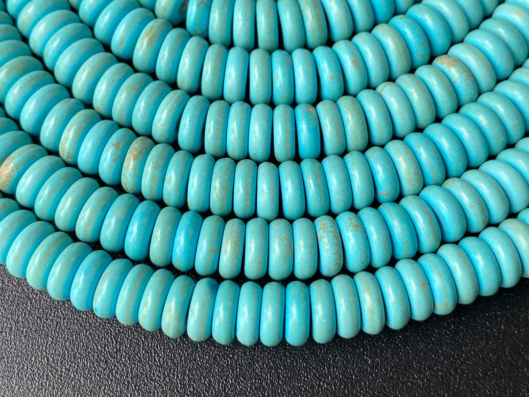 15" 2~3x6mm Blue artificial turquoise wheel beads, howlite rondelle beads
