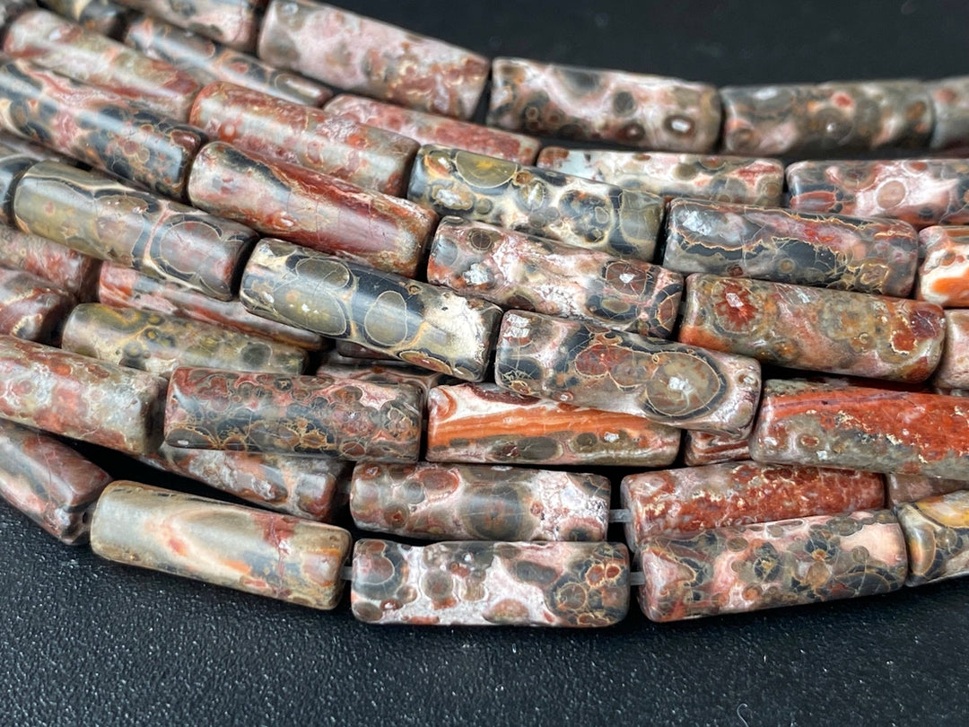 15" 4x13mm Natural leopard skin jasper round tubes/Cylinder beads