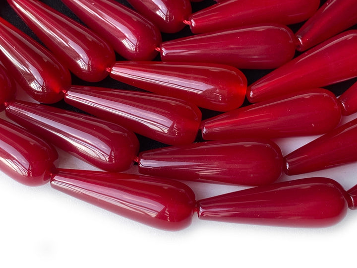 15" 10x30mm Red agate teardrop beads for jewelry making