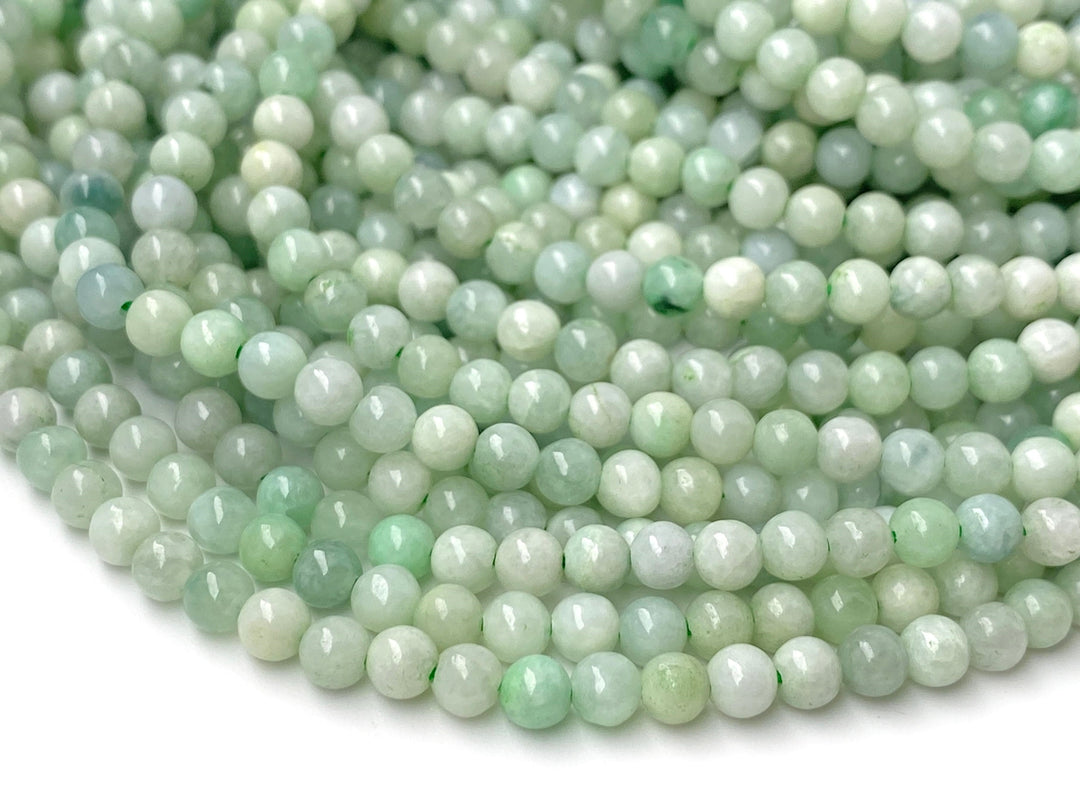 15.5" 4mm natural genuine green Burma jadeite Round beads