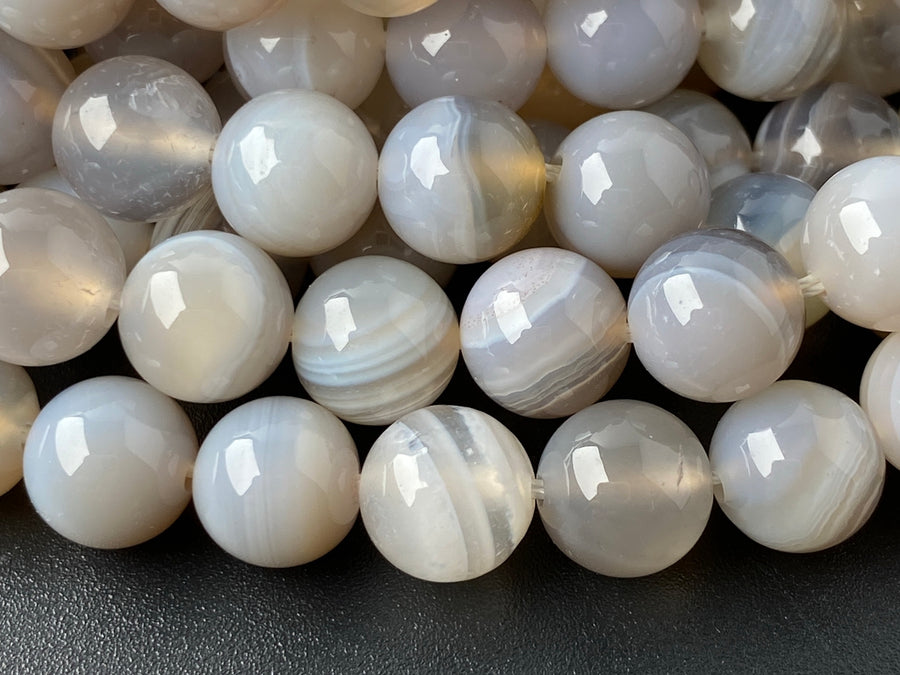 15" 8mm/10mm/12mm gray stripe Agate Round beads