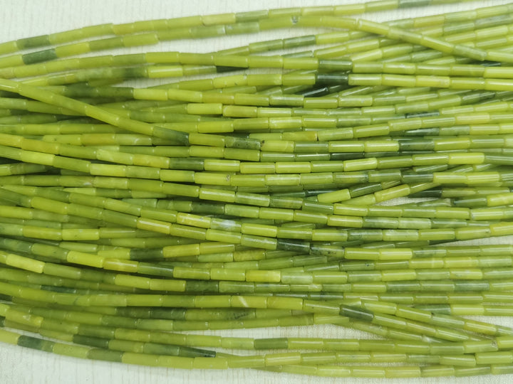 15.5" 4x13mm natural Korean jade round tube Cylinder beads