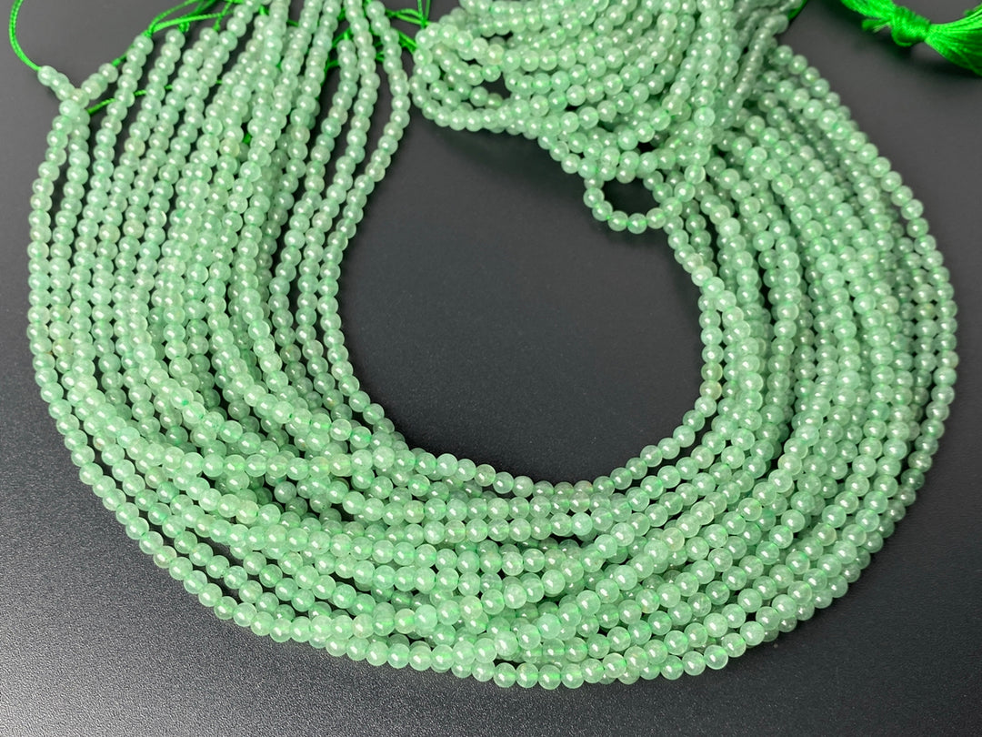15.5" 3mm Natural Emerald green aventurine round jewelry beads supply