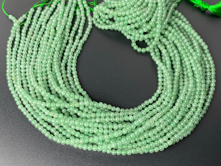 15.5" 3mm Natural Emerald green aventurine round jewelry beads supply