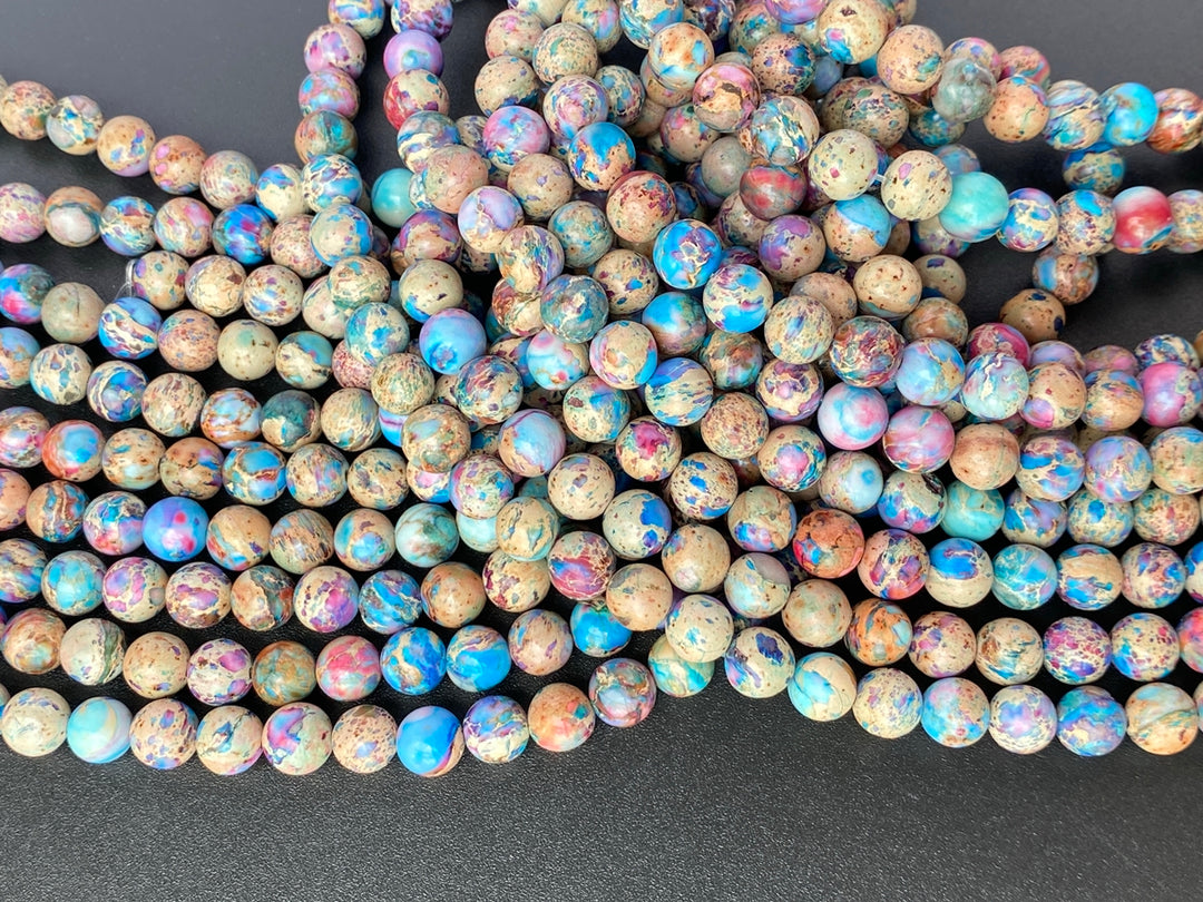 15.5" 8mm purple blue emperor jasper round beads, Terra Jasper