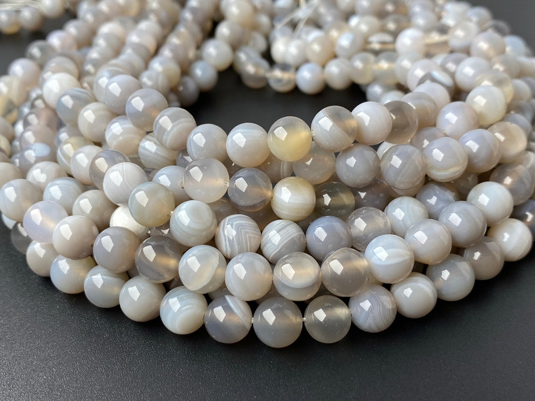 15" 8mm/10mm/12mm gray stripe Agate Round beads