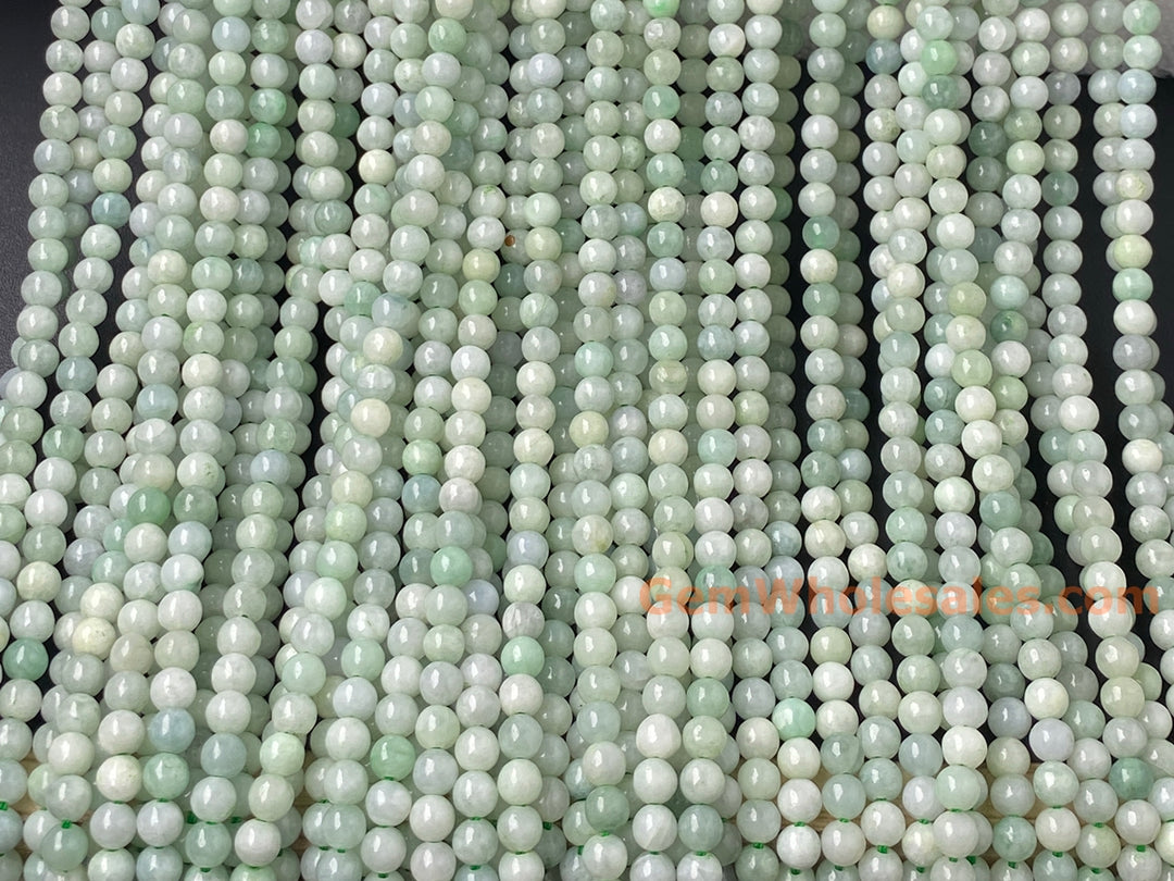 15.5" 4mm natural genuine green Burma jadeite Round beads