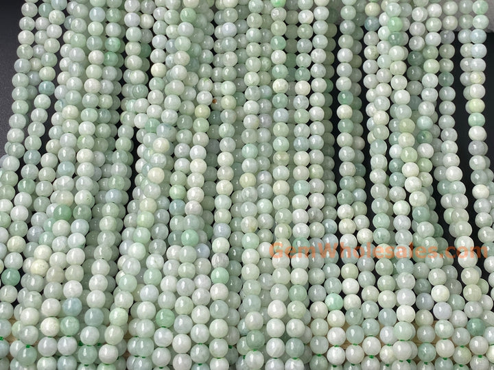 15.5" 4mm natural genuine green Burma jadeite Round beads