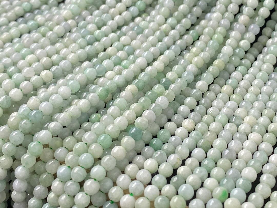 15.5" 4mm natural genuine green Burma jadeite Round beads
