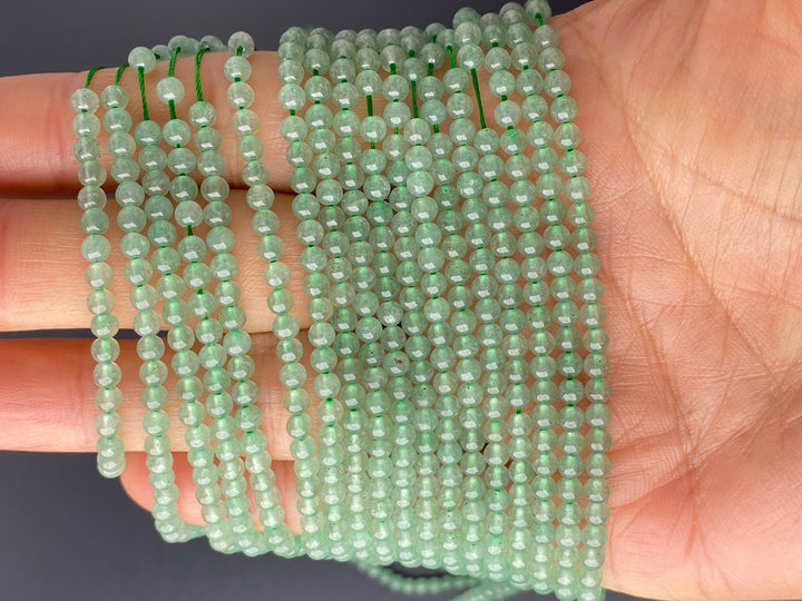 15.5" 3mm Natural Emerald green aventurine round jewelry beads supply