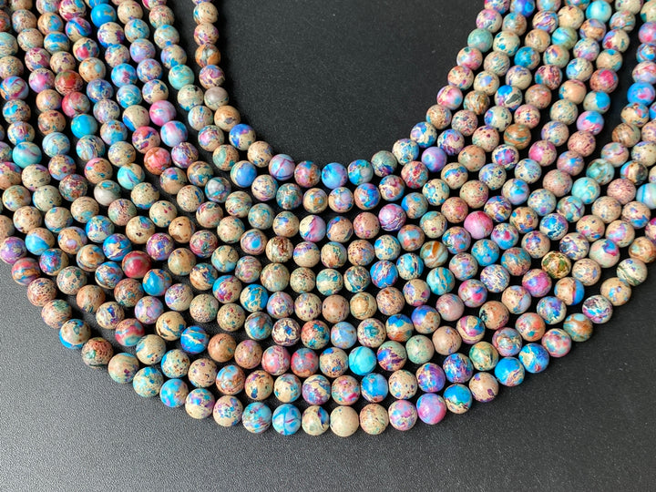 15.5" 8mm purple blue emperor jasper round beads, Terra Jasper