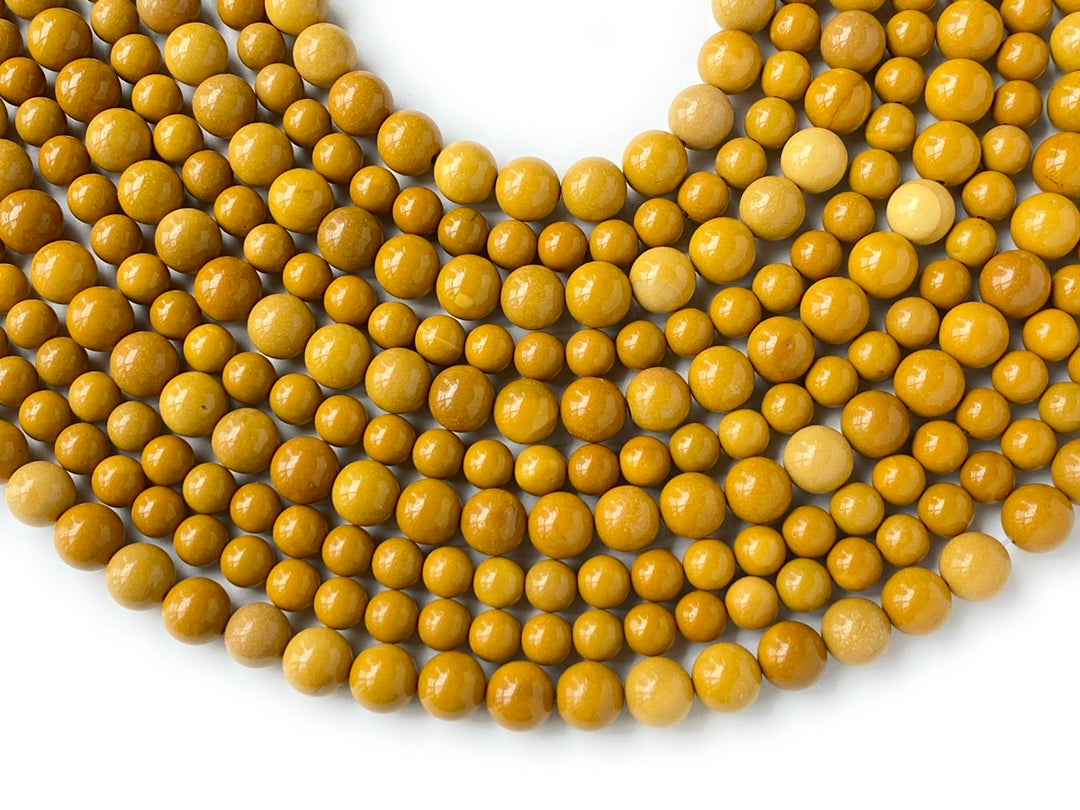 15.5“ 6mm/8mm natural yellow mookaite/moukite stone round beads