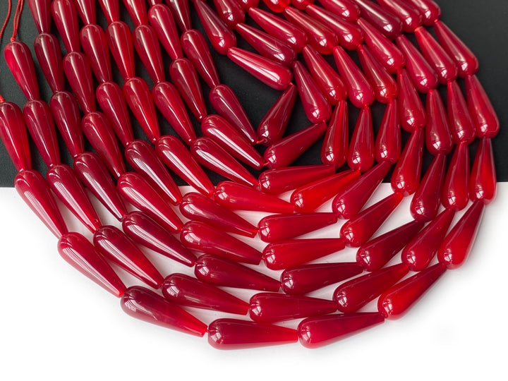 15" 10x30mm Red agate teardrop beads for jewelry making