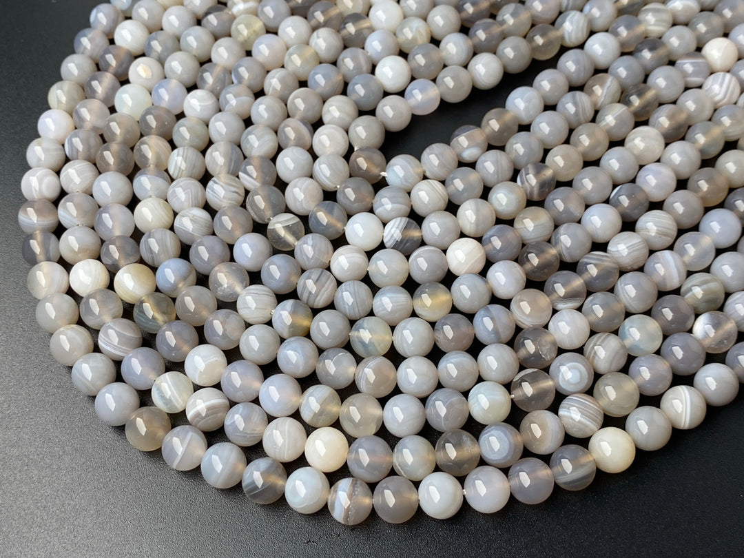 15" 8mm/10mm/12mm gray stripe Agate Round beads