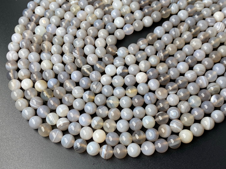 15" 8mm/10mm/12mm gray stripe Agate Round beads