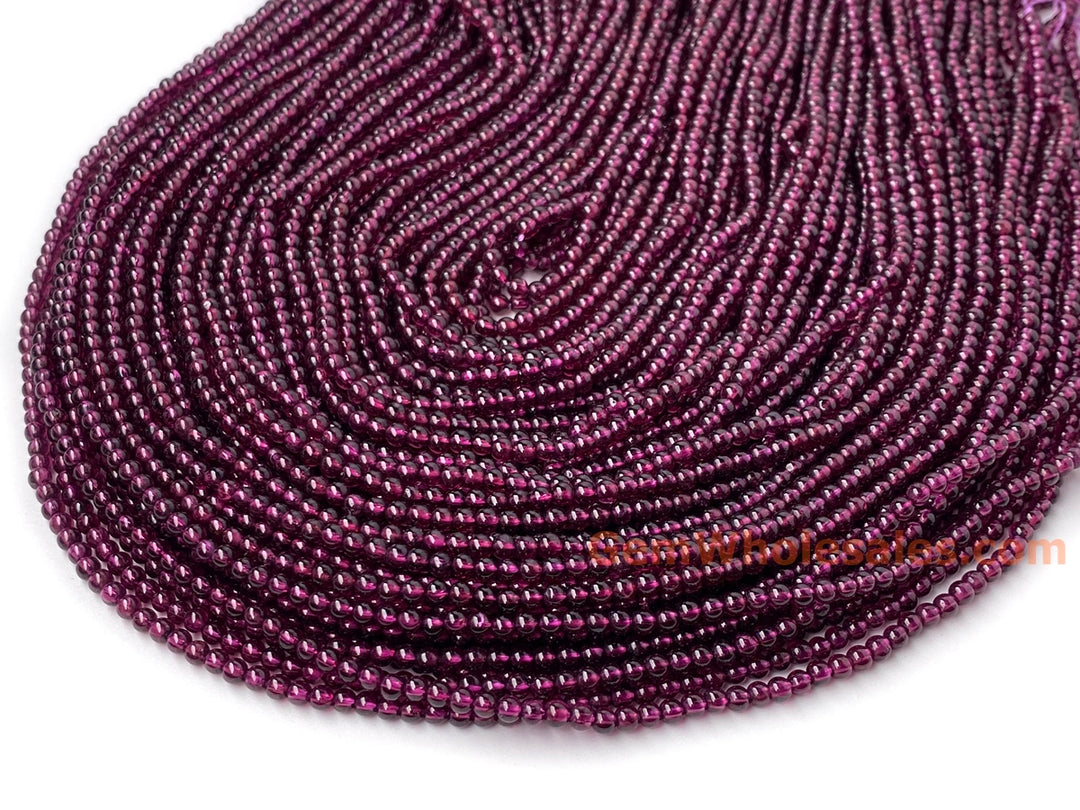 15.5" AAA 3mm natural Purple Red garnet stone tiny round beads