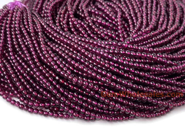 15.5" AAA 3mm natural Purple Red garnet stone tiny round beads