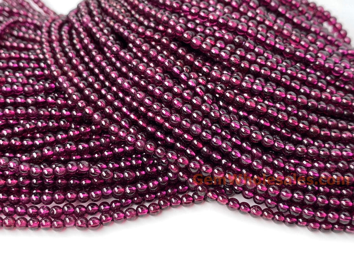 15.5" AAA 3mm natural Purple Red garnet stone tiny round beads