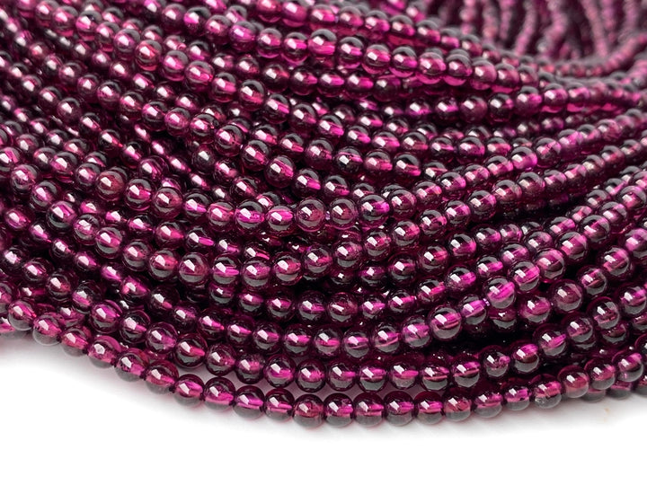 15.5" AAA 3mm natural Purple Red garnet stone tiny round beads