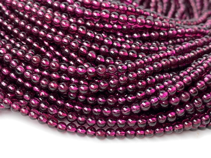 15.5" AAA 3mm natural Purple Red garnet stone tiny round beads