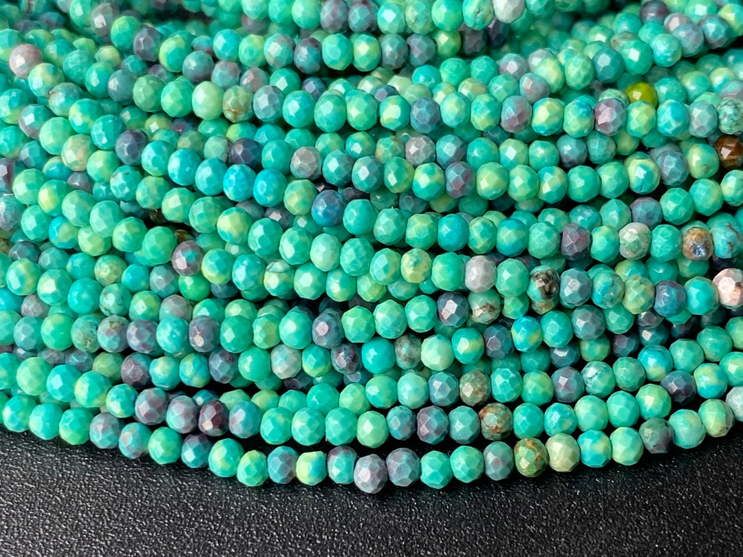 15.5" 2mm Mix purple green howlite round micro faceted beads