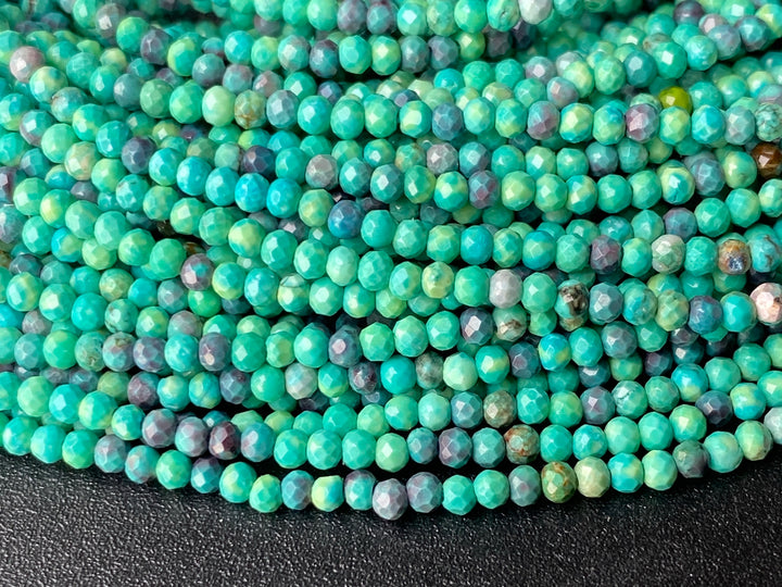 15.5" 2mm Mix purple green howlite round micro faceted beads