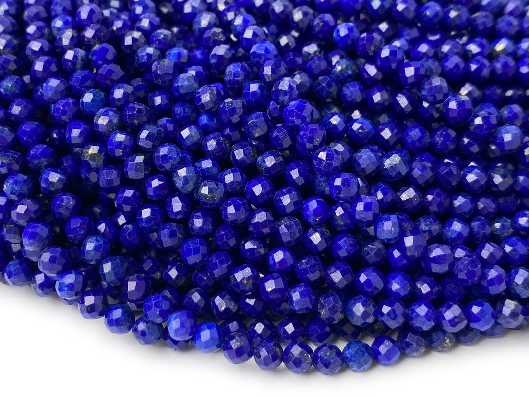 15.5" AA 3mm natural Lapis lazuli stone round faceted beads