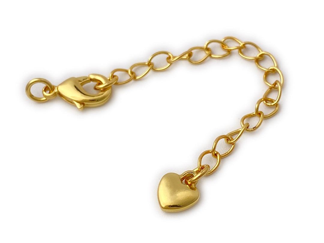 10PCS 7cm gold plated brass extender tail chain with charm